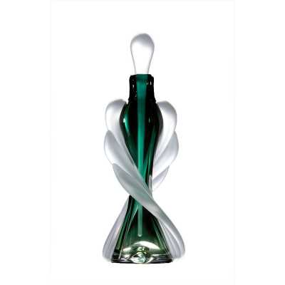 Dark Green Twist Design Perfume Bottle - 6" × 2" × 2"