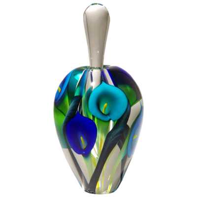 Blue Triple Tone Lily Perfume Bottle - 6.5"H × 3"D