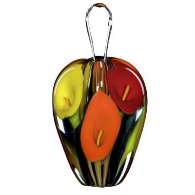 Red-Orange Lily Gradient Perfume Bottle - 6.5"H × 3"D