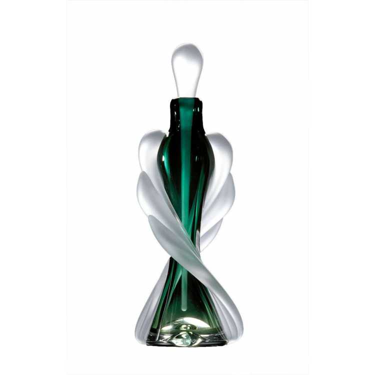 Dark Green Twist Design Perfume Bottle - 6" × 2" × 2"
