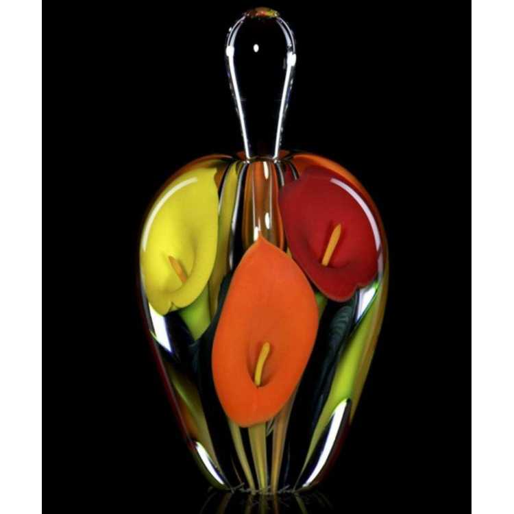 Red-Orange Lily Gradient Perfume Bottle - 6.5"H × 3"D