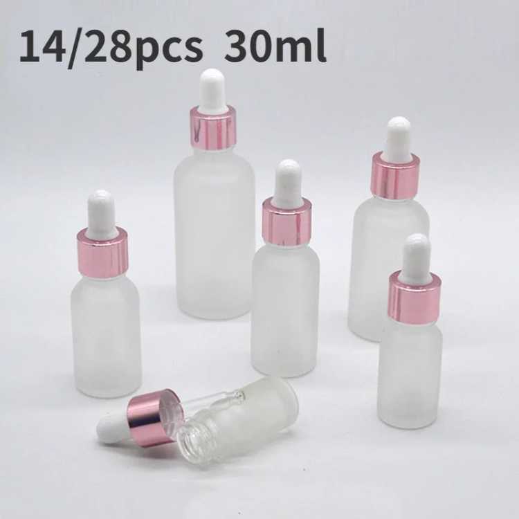 14/28 PCS  30ml Rose-Golden frosted Dropper Bottle Empty Cosmetic Packaging Container Essential Oil Bottles  Pipette Empty Bott