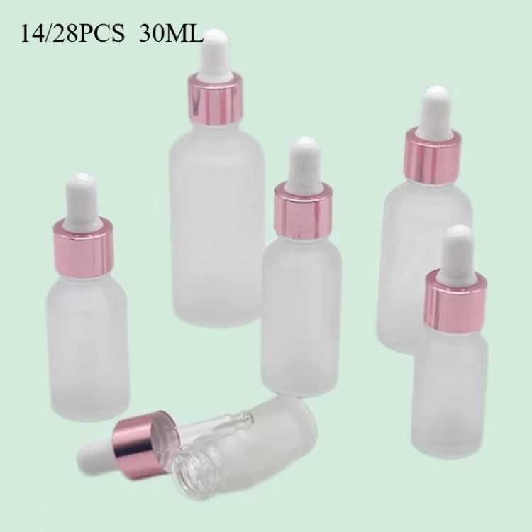 14/28 PCS  30ml Rose-Golden frosted Dropper Bottle Empty Cosmetic Packaging Container Essential Oil Bottles  Pipette Empty Bott